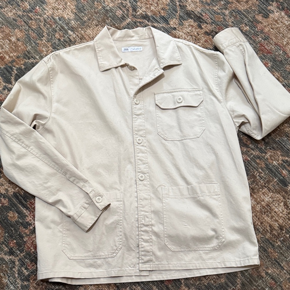 Zara Men's Beige Shirt Jacket